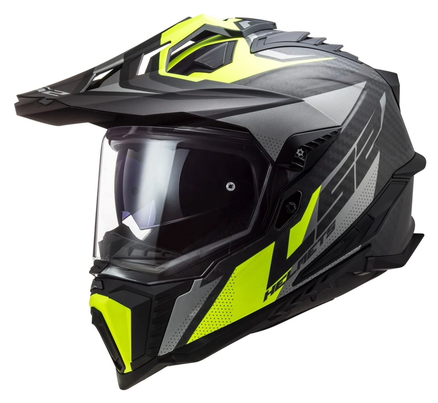 LS2 Explorer Carbon Focus Helmet Titanium/Yellow / 2XL [Open Box]